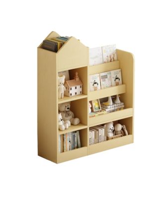 Light Brown Wood Kids Bookshelf Toy Storage Organizer with Bookcase for Books, Toys