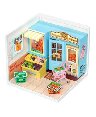 Building Model Kit Super Creator Super Fruit Store Plastic DIY Miniature House Kit, Multicolored, 6.4"6.4"6