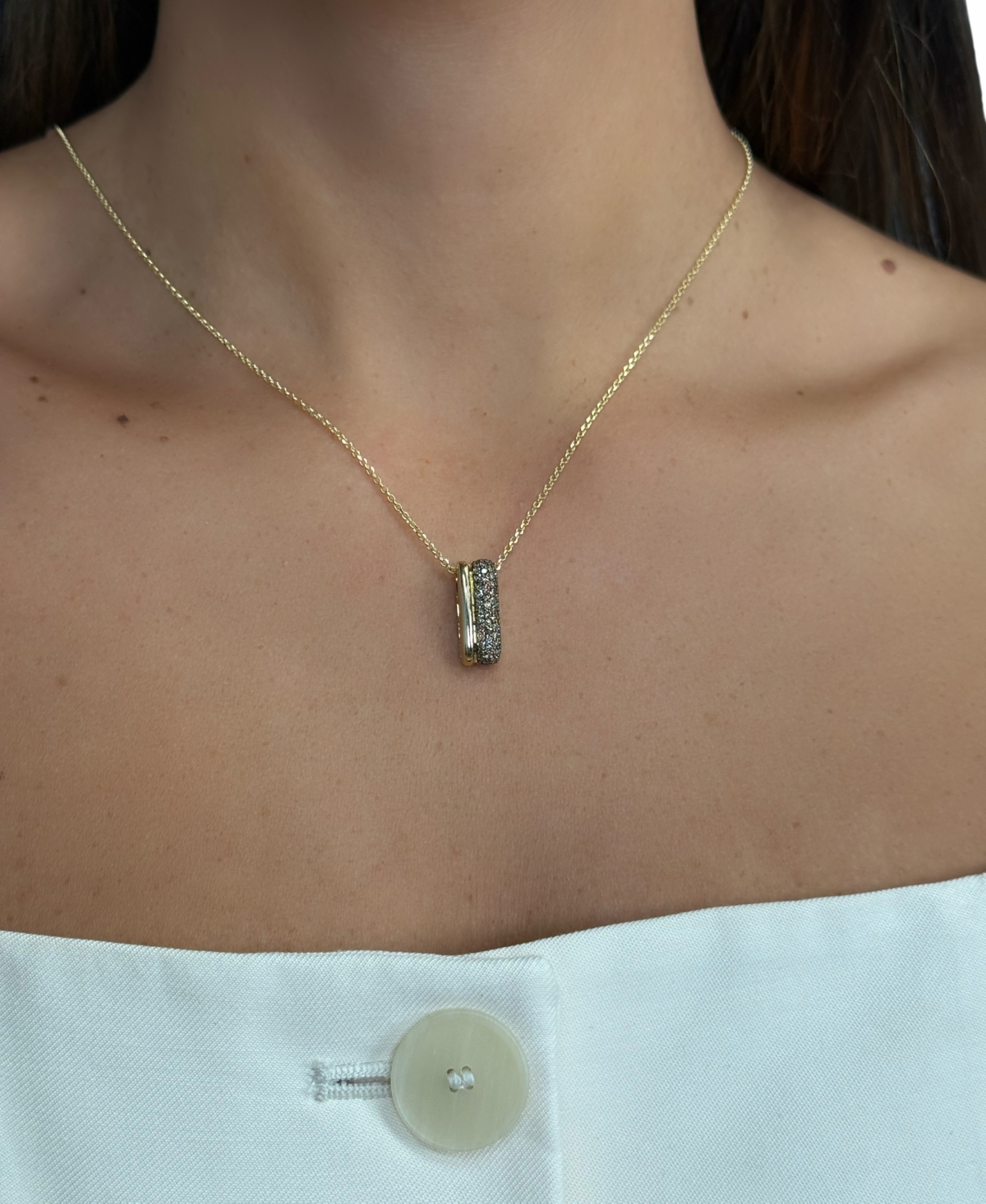 Le Vian Chocolate Diamond & Polished Double Curved Bar 20" Pendant Necklace (5/8 Ct. T.w.) In 14k Gold In Gold