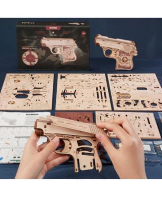 3D Puzzles Mini Shot Firing Mechanism Assault Mechanical DIY Model Kit Toy for Teens Boys Gift, Multicolored, 5.7"1.6"4.3