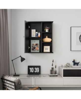 Over The Bathroom Cabinet - Wall Mounted Bathroom Storage with Shelves, Wooden Medicine Cabinet for Bathroom, Kitchen, Laundry Room (Black)