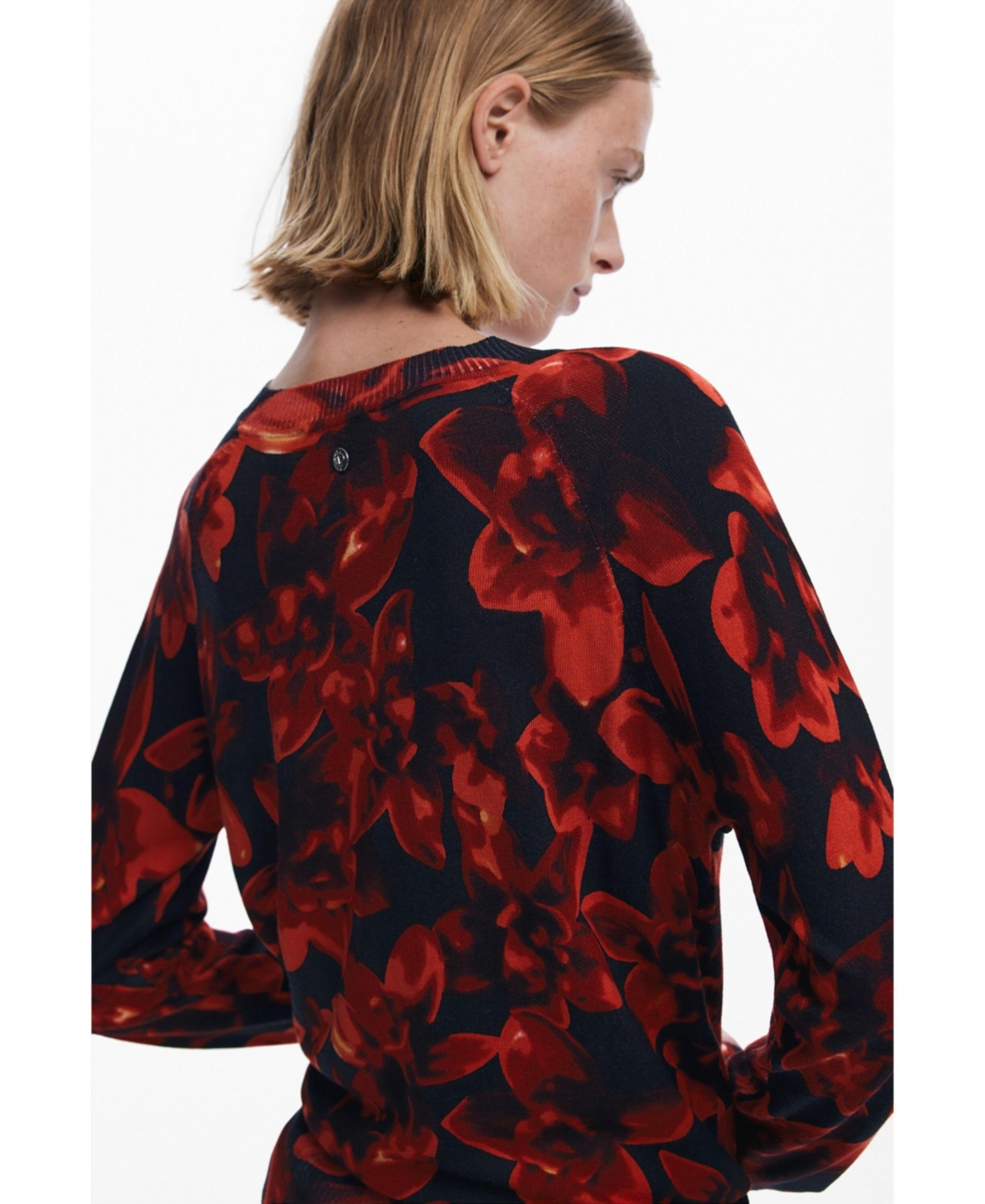 Desigual Floral Crewneck Sweater In Red