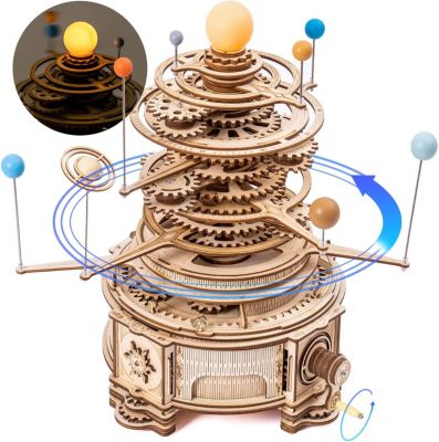 316 Pieces 3D Wooden Puzzle Orrery Solar System Model Kit, Multicolored, 13"12.6"13.8