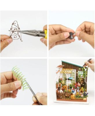 Dollhouse Kit Wooden 1:24 Scale DIY Miniature with Furniture Sets Best Birthday Gifts for Adults, Multicolored, 7.68"7.2"8.27