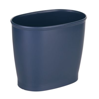Oval 2.1 Gallon / 8 Liter Plastic Trash Can, 2-Pack, Navy, Made in USA