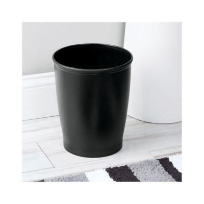 Round Plastic Bathroom Trash Cans - Set of 2 - Black - Made in USA
