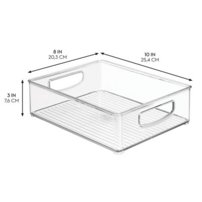 Plastic Stackable Pantry Bin with Handles, Set of 2, Clear, Made in USA