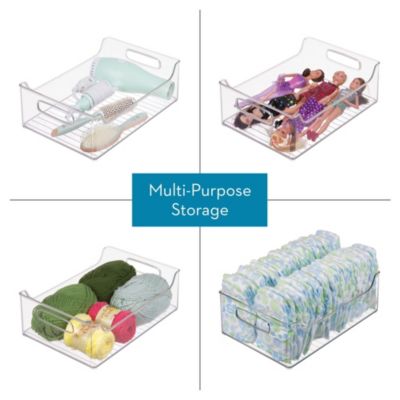 Plastic Stackable Pantry Bin with Handles, Set of 2, Clear, Made in USA