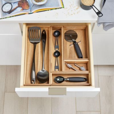 Acacia Wood Kitchen Drawer Organizer - Set of 3 - Natural