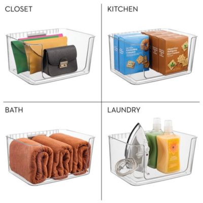 Large Wall-Mounted Open-Front Bin/Bracket, Set of 2, Clear, Made in USA