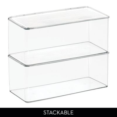 Stackable Hinged-Lid Storage Box - Clear