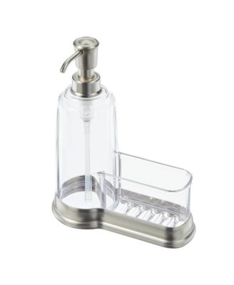 Plastic Kitchen Sink Caddy with Soap Dispenser - Clear/Brushed