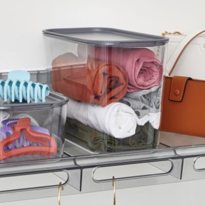 Wallspace Tall Inner Bin with Lid - Clear/Charcoal - Made in USA