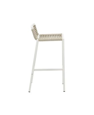 Maldives Cream Rope Fabric Outdoor Patio Barstool, Set of 2
