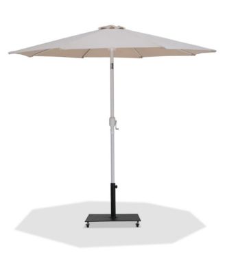 Fiji Beige Fabric / Matte Black Aluminum Patio Umbrella with Base Sets
