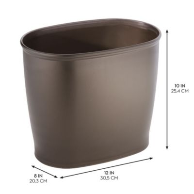 Oval 2.1 Gallon / 8 Liter Plastic Trash Can, 2-Pack, Bronze, Made in USA
