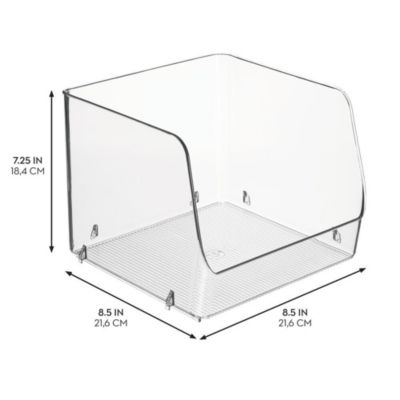 Stackable Open-Front Storage Bin - Set of 2 - Clear - Made in USA