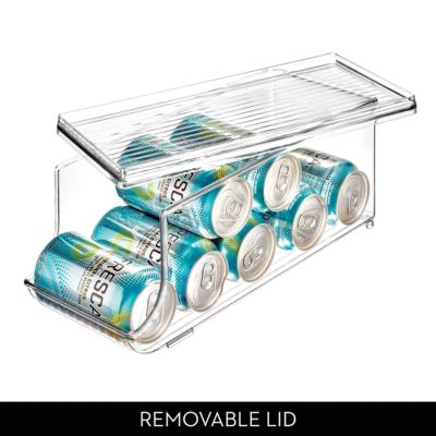 Soda Can Organizer with Lid for Pantry - Set of 4 - Clear - Made in USA