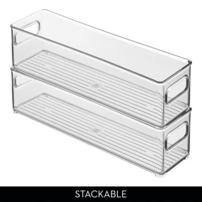 Set of 6 Plastic Stackable Fridge Bin with Handles