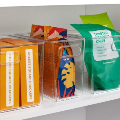 Plastic Storage Bin with Handles - Set of 8 - Clear - Made in USA