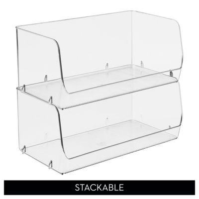 Wide Stackable Open-Front Storage Bins - Set of 6