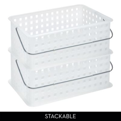 Medium Stackable Shower Basket, Set of 3, Clear/Frost, Made in USA