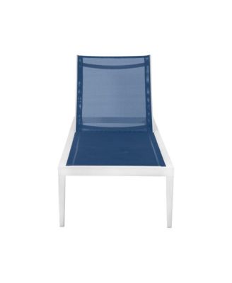 Nizuc Navy Mesh Water Resistant Fabric Outdoor Patio Chaise Lounge Chair