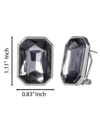 Faceted Gemstone Stud Earrings in Smoke Grey