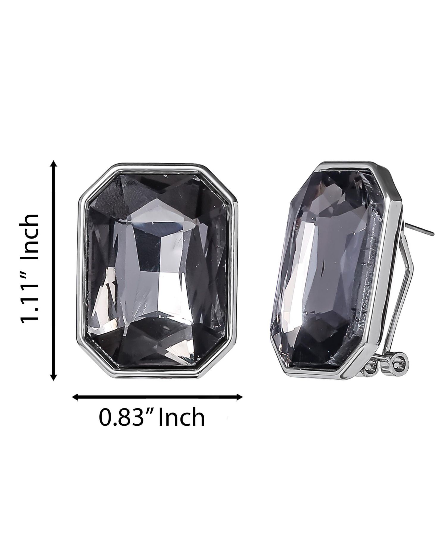 Faceted Gemstone Stud Earrings in Smoke Grey