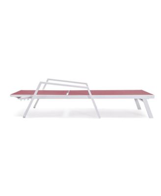 Marlin Patio Chaise Lounge Chair With Armrests in White Aluminum Frame