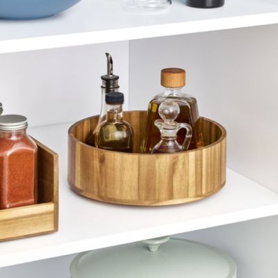 10-Inch Round Acacia Wood Lazy Susan - Set of 2 - Natural