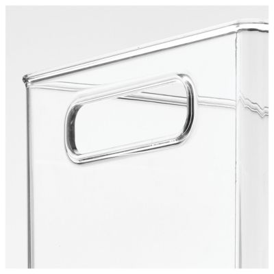 Plastic Stackable Fridge Bin with Handles, Set of 2, Clear, Made in USA