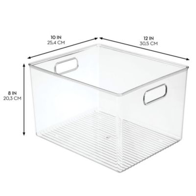 Plastic Storage Bin with Handles - Set of 2 - Clear - Made in USA