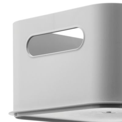 Plastic Pantry Storage Bin with Handles - Set of 2 - Gray - Made in USA