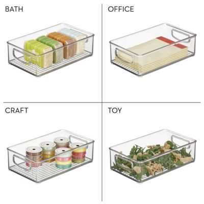 Stackable Pantry Storage Bin with Handles, Set of 4