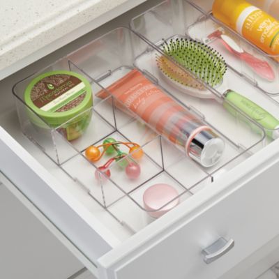 Interlocking 4-Section Plastic Drawer Organizer