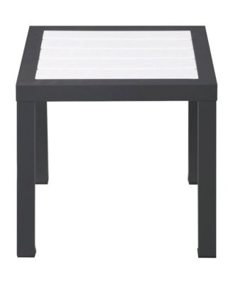 Nizuc White Wood Look Accent Paneling Outdoor Patio Aluminum End Table