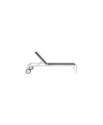 Nizuc Grey Mesh Water Resistant Fabric Outdoor Patio Chaise Lounge Chair