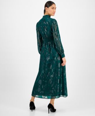 Petite Split Neck Long Sleeve Maxi Dress