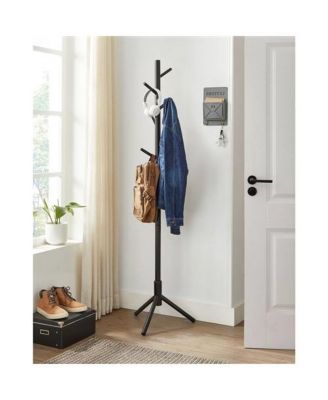 Freestanding Solid Wood Coat Rack with 8 Hanging Hooks, Modern Design