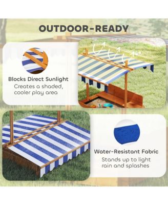 Cove box with Lid & Adjustable Canopy for Kids, Wooden