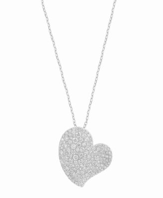 EFFY&reg; Diamond Pav&eacute; Heart 18" Pendant Necklace (1-3/8 ct. t.w.) in 14k White Gold