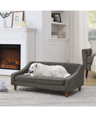 Gray Durable Elevated Dog Sofa Bed Pet Sofa with Modern Irregular Armrest Design Comfortable Soft Dog Sofa