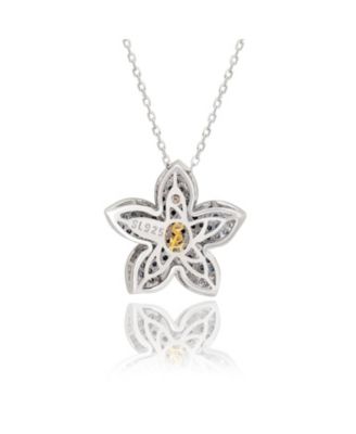 Suzy Levian Sterling Sapphire and Created Sapphire Flower Pendant