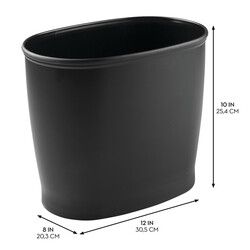 Oval 2.1 Gallon / 8 Liter Plastic Trash Can, Black, Made in USA