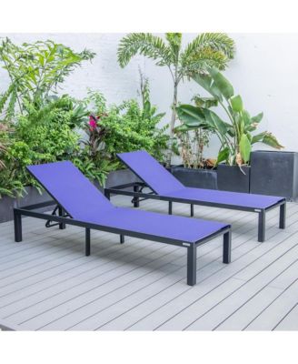 Marlin Patio Chaise Lounge Chair With Black Aluminum Frame, Set of 2