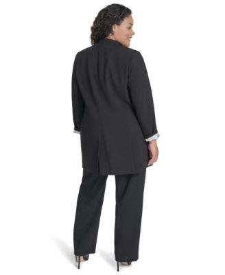 Plus Size Collarless Open-Front Topper Jacket