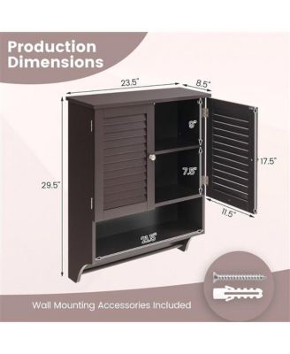 Louvered Door Bathroom Medicine Cabinet with Towel Bar and Wall-Mounted Design