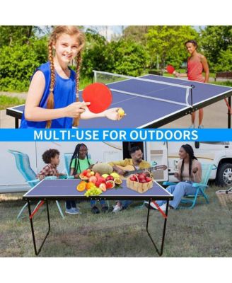 Folding Ping Pong Table Set with Net, 2 Paddles, and Balls for Indoor Play