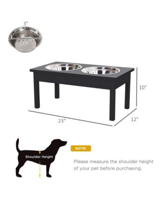 23in Black Wooden Dog Food Bowls Heavy Duty Pet Elevated Feeding Station